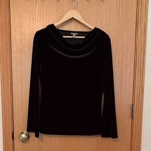 J. Jill Black Velvet Cowl Neck Blouse size M